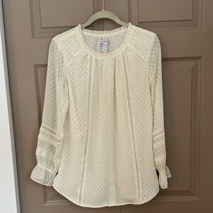 Isaac Mizrahi Ivory Boho Blouse with Textured Design